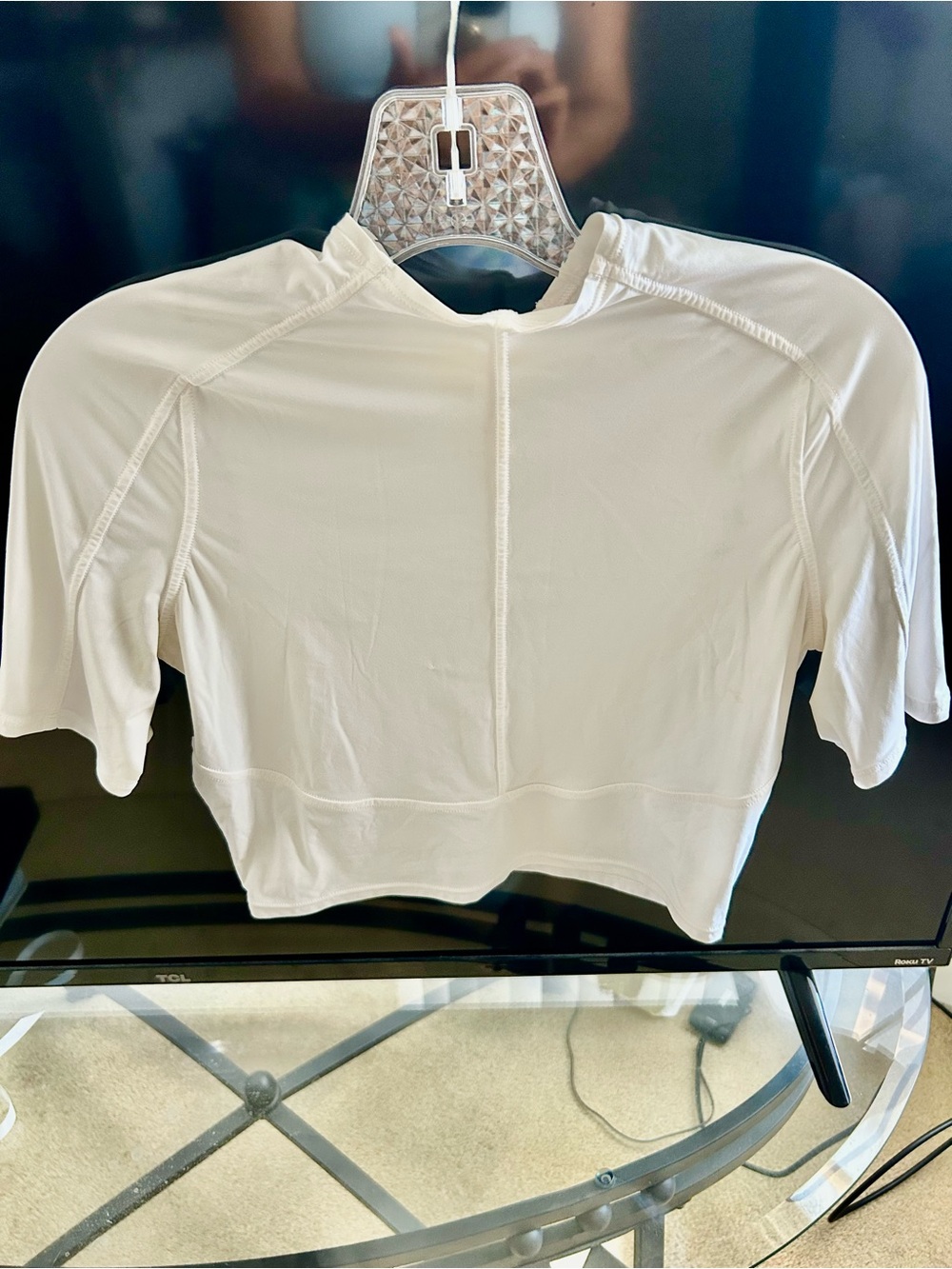lululemon athletica Cream Short Sleeve Cropped Top